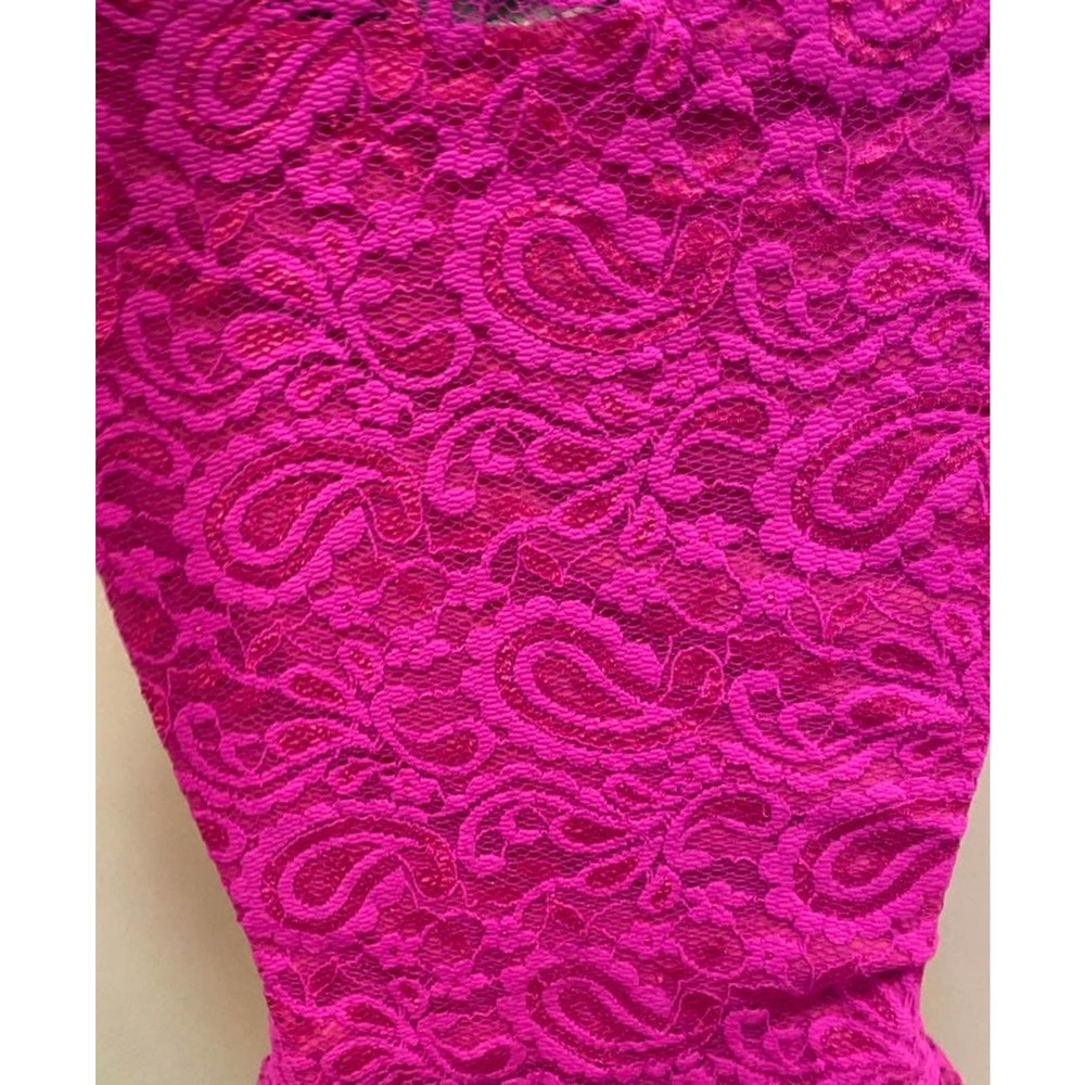 Jennifer Hope pop pink stretchy lace dress XS - Picture 3 of 3
